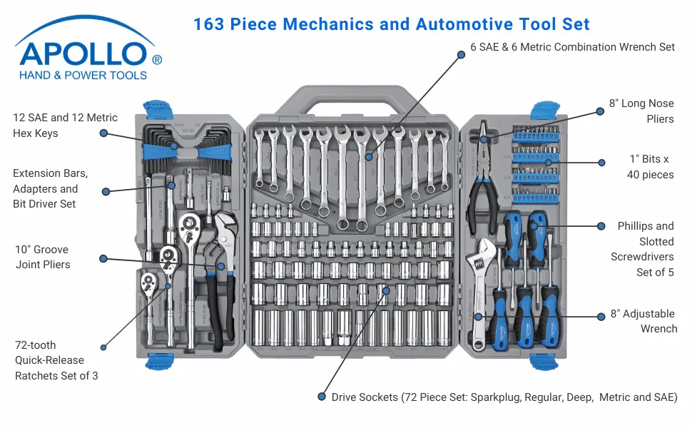 163 Piece Mechanics Tool Kit -- DT0002