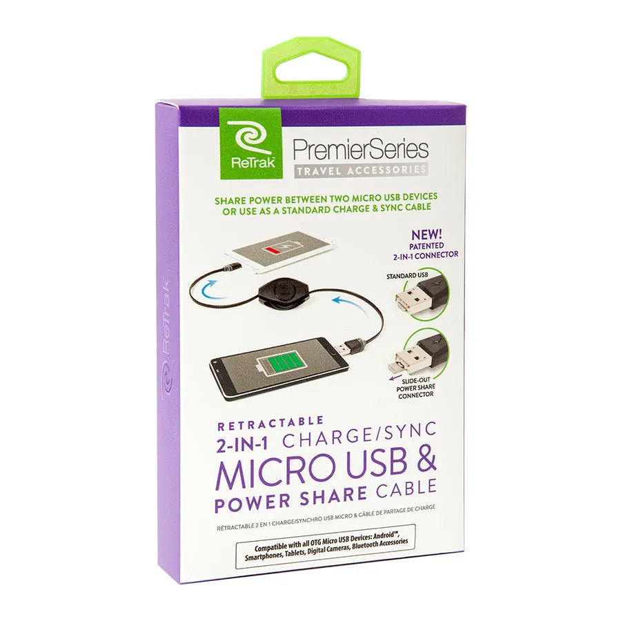 2-in-1 Micro USB Cable | Premier Charge & Sync Cable with Power Transfer Connector