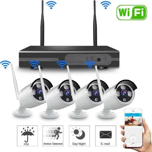 4 Channel HD  DVR & CCTV Wireless Outdoor Camera's Indoor-Outdoor Waterproof