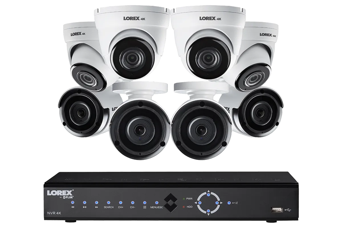 4K Ultra HD IP NVR security camera system with eight 4K IP cameras