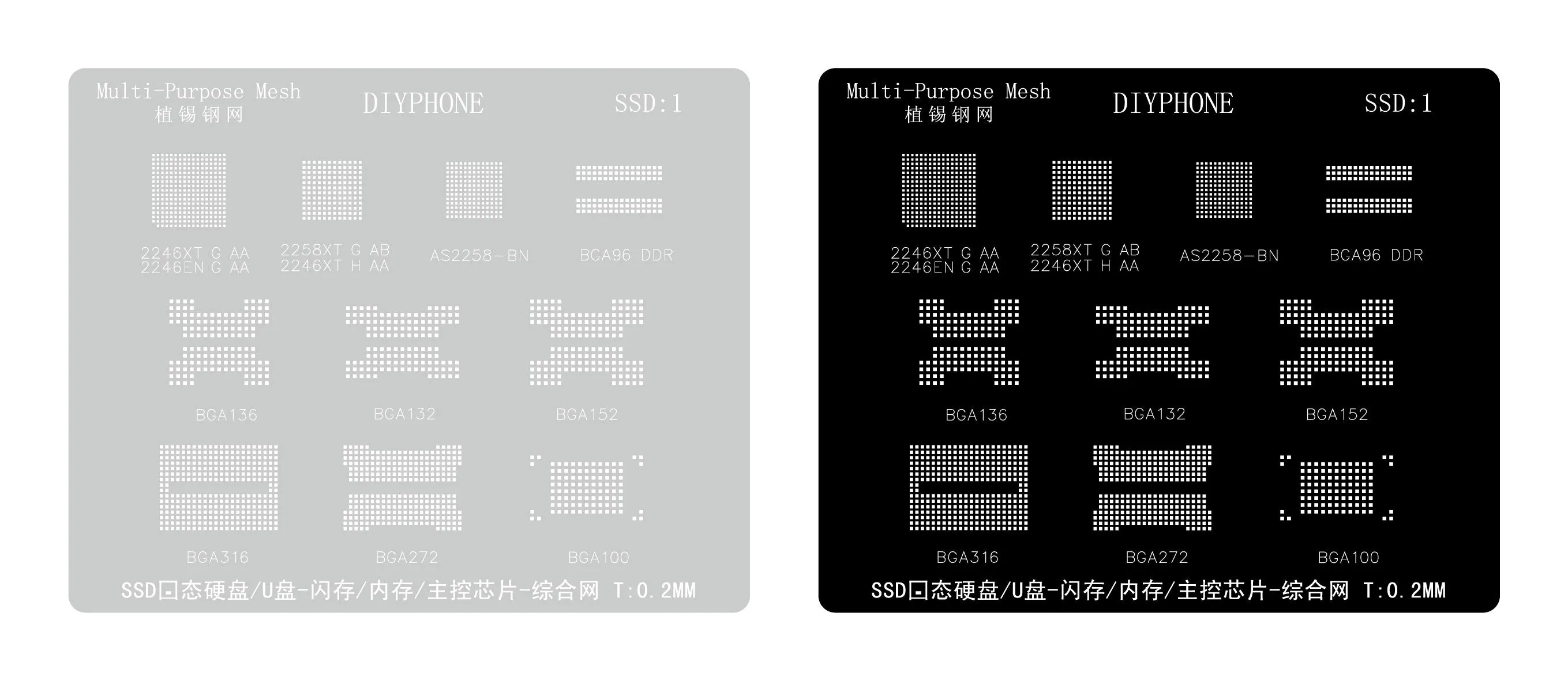 AMAOE SSD DDR Memory 0.12mm BGA Reballing Stencil Template Net