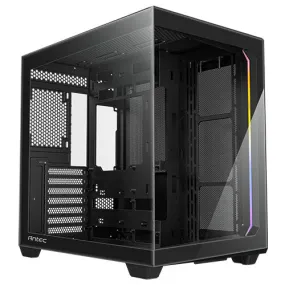 Antec C5 Dual Chamber Gaming Case w/ Glass Side & Front, ATX, No Fans, ARGB Strip, USB-C, Asus BTF Compatible, Black