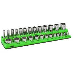 ARES 60007 - 26-Piece 3/8" Green SAE Magnetic Socket Organizer