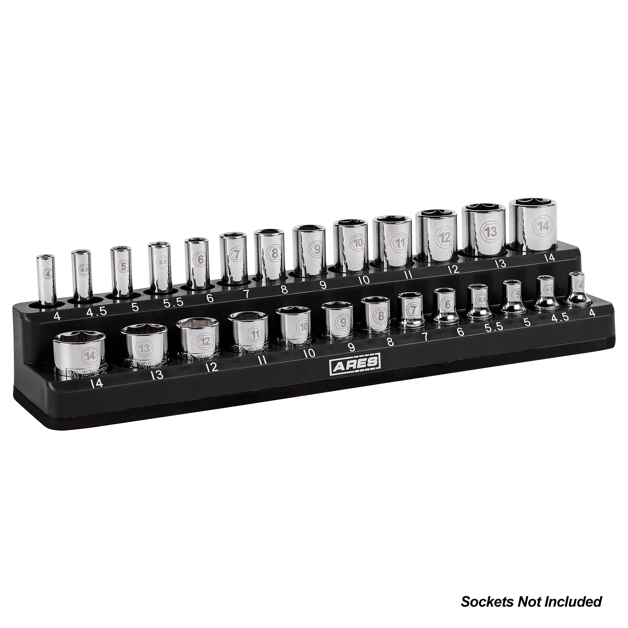 ARES 60034 - 3-Pack Black Metric Magnetic Socket Organizer Set