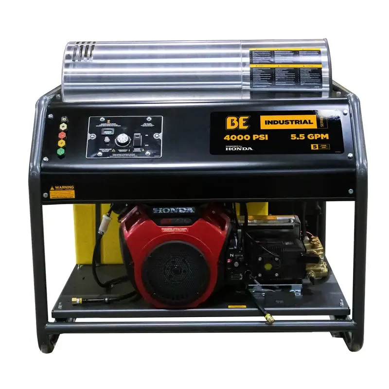 BE 4000psi 5.5gpm Honda Belt Drive Hot Water Pressure Washer Skid Diesel Burner HW4024HA12V