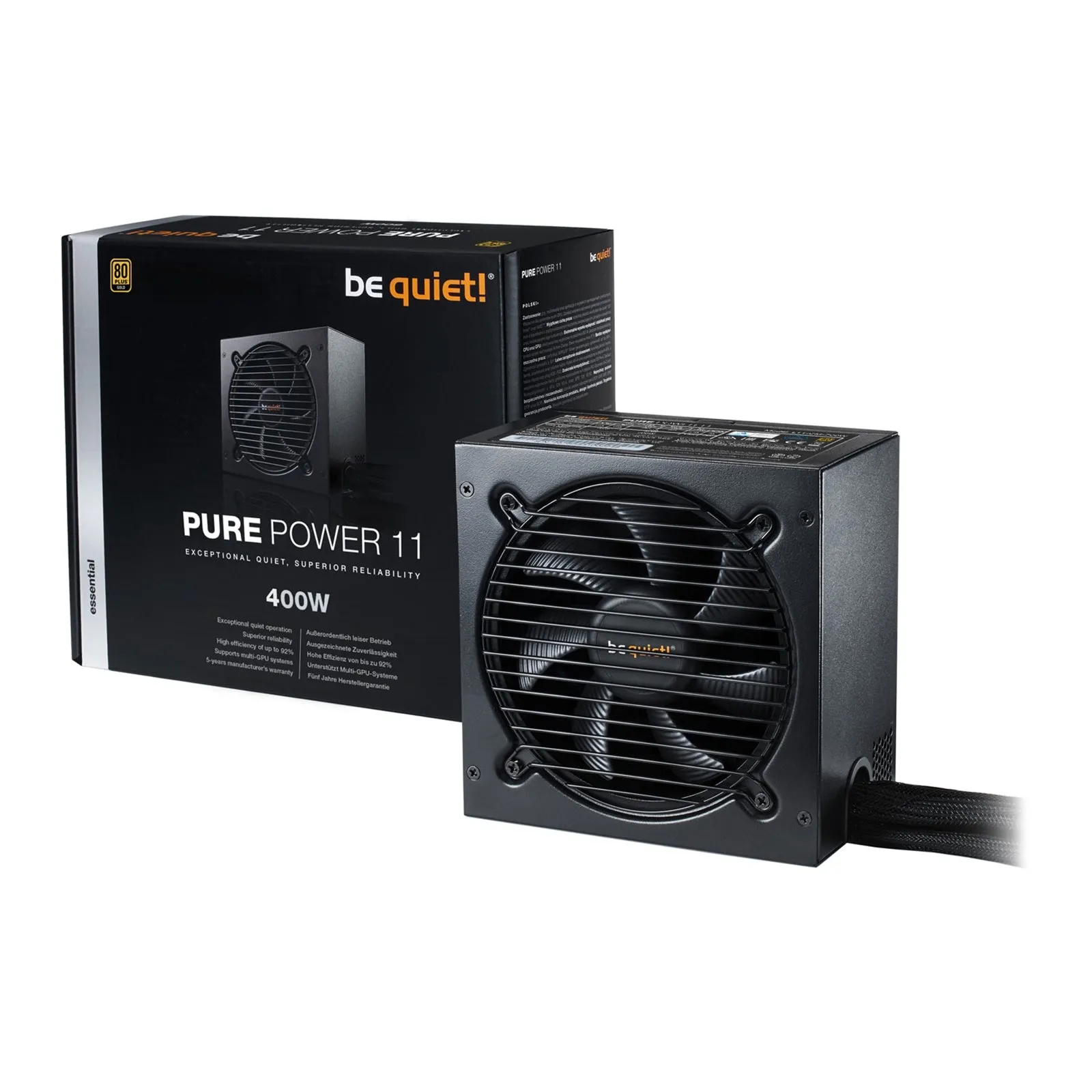 Be Quiet! 400W Pure Power 11 PSU, Fully Wired, Rifle Bearing Fan, 80  Gold, Cont. Power