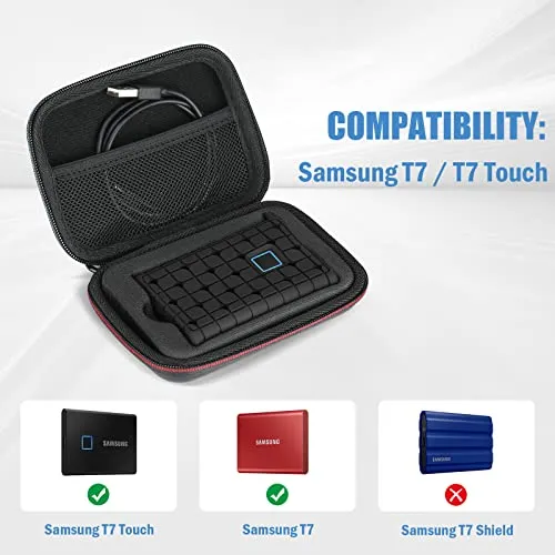 (CASE ONLY) Hard Carrying Case with Silicone Cover for Samsung T7/T7 Touch Portable SSD | ProCase