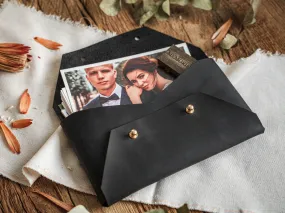 Customized Leather Envelope for Photos, Envelope Photo Pouch for Wedding Photographer