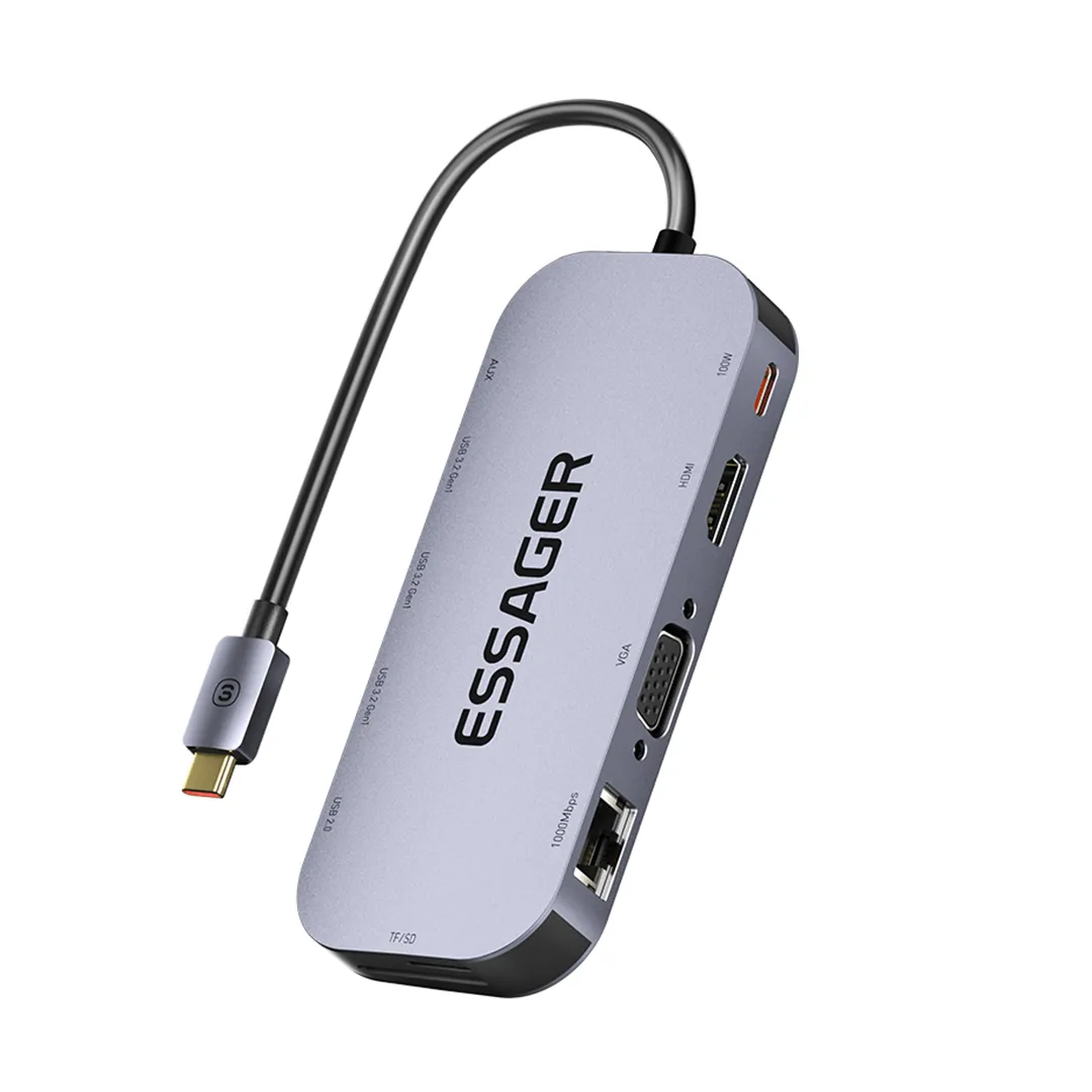 Essager 11-in-1 Multi-functional USB-C Hub with 1000mbps Ethernet