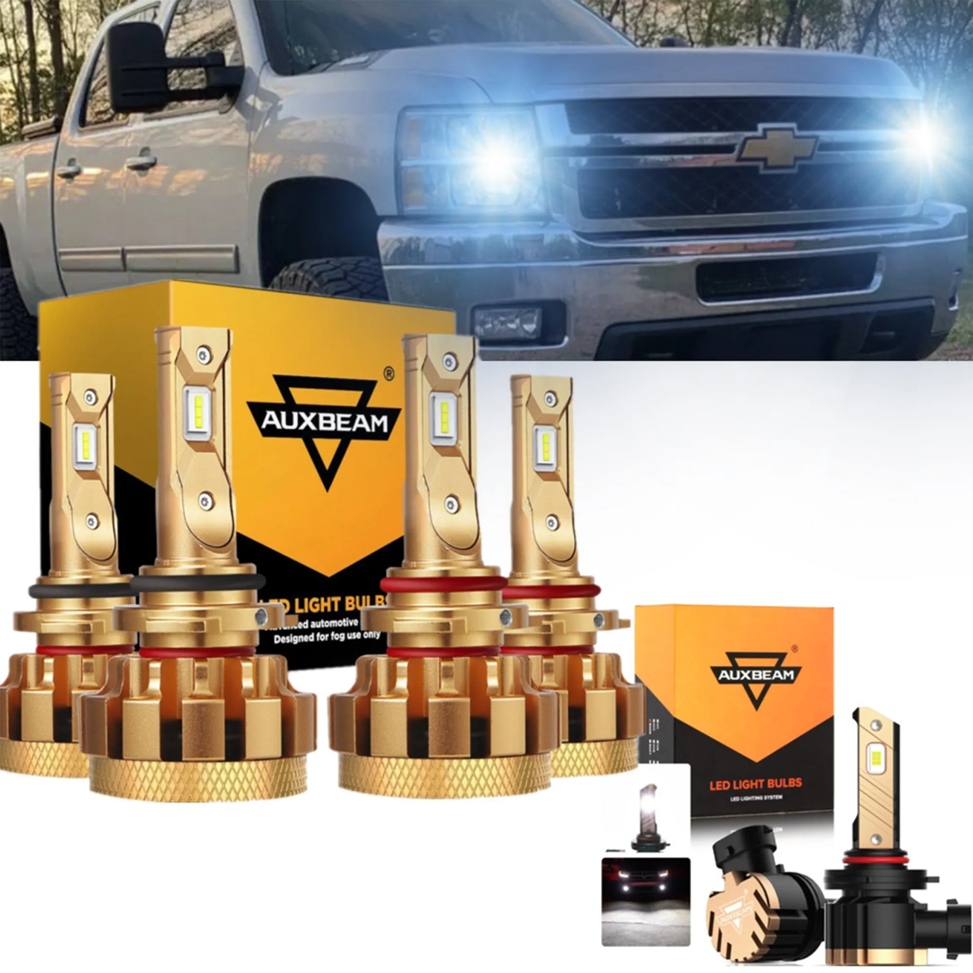 For 2003-2006 Chevrolet Silverado 2500 HD F-16 Plus Series Built-in Canbus Automotive Grade 14000LM LED Light Bulbs High Low Beam Bundle