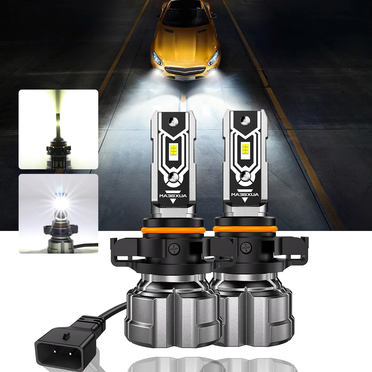 For 2007 Chevrolet Silverado 3500 F-16 Plus Series Built-in Canbus Automotive Grade 14000LM LED Light Bulbs High Low Beam Bundle