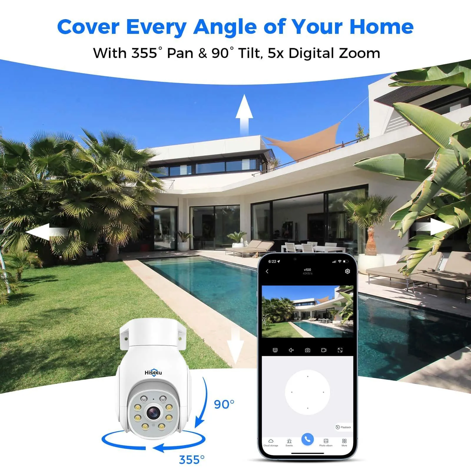 Hiseeu Wireless Security Camera System, 4PCS 3MP/5MP Outdoor Camera with 10in LCD 1T HDD, 2-Way Audio, PTZ, Color Night Vision, Motion Alert, IP66 Waterproof, Auto Tracking, 2.4G WiFi, No Monthly Fee