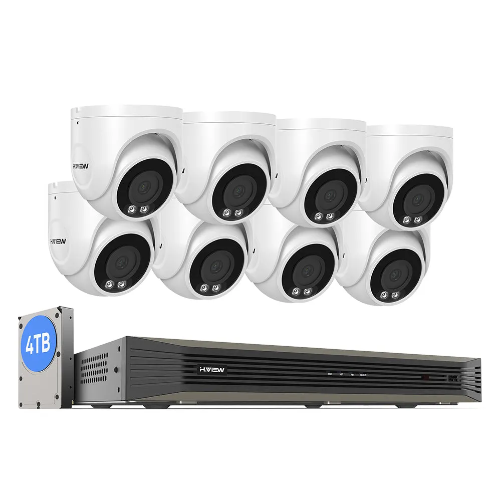 H.VIEW 16 Channels 4K 8MP PoE Security Camera System, Smart Dual Illumination, Audio Recording, Person Detection, HVK16-800S6-8MP