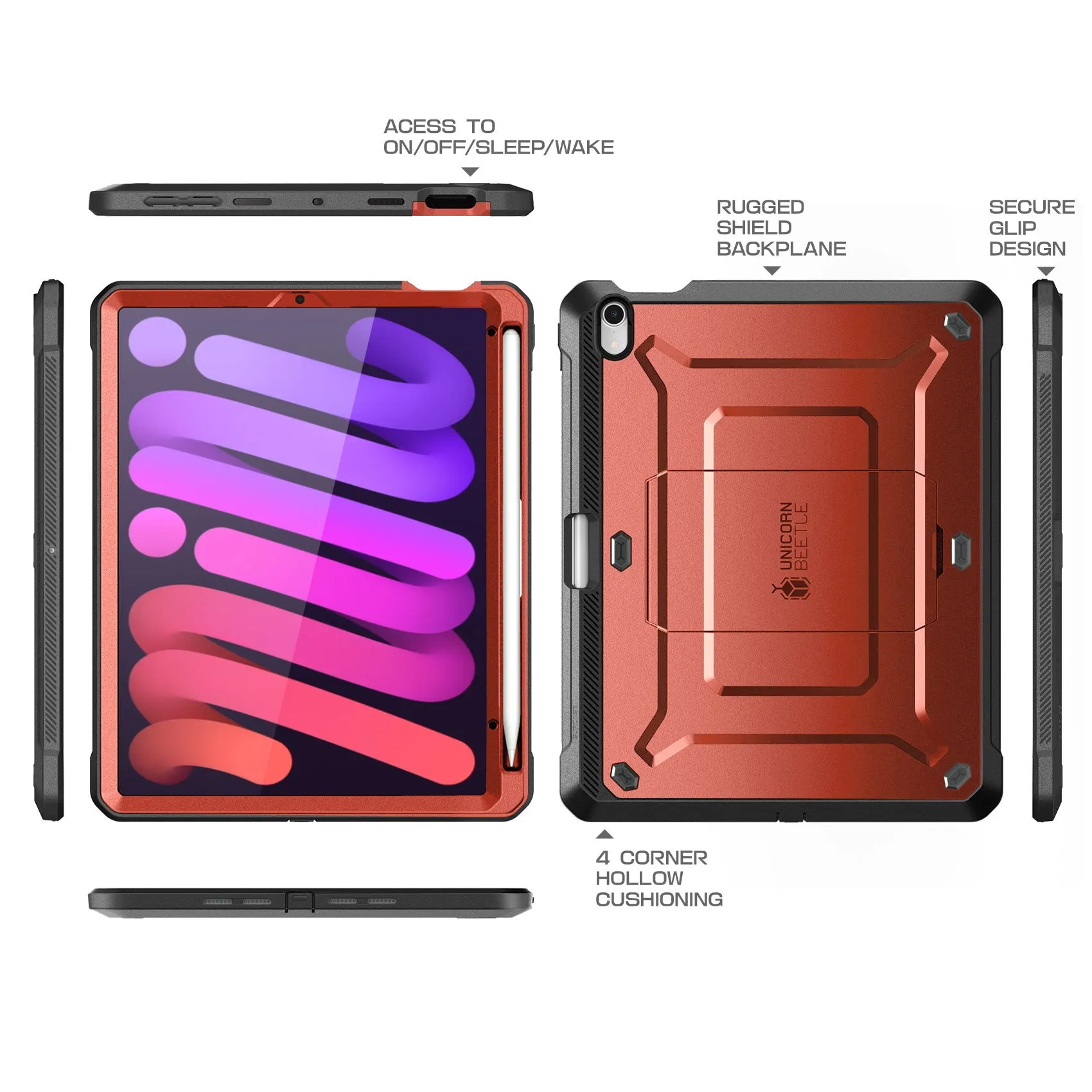 iPad mini 6 Unicorn Beetle PRO Shockproof Rugged Case-Metallic Red