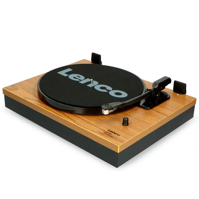 Lenco LS-300 Belt Drive Bluetooth Turntable and HiFi Speakers Pair Wood