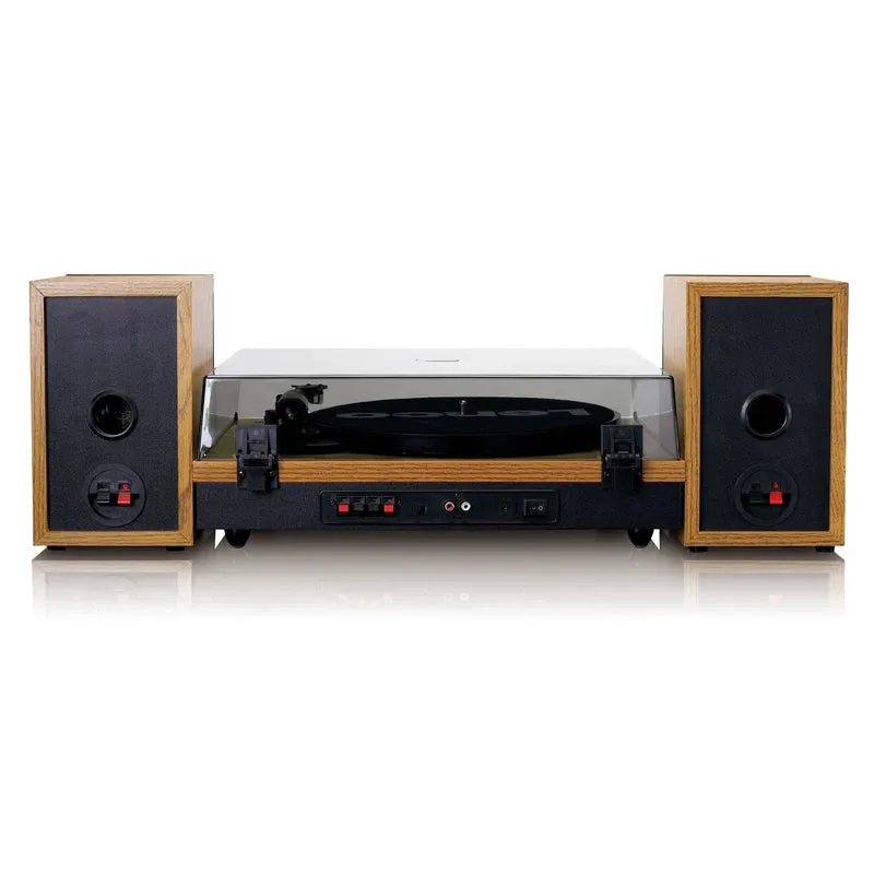 Lenco LS-300 Belt Drive Bluetooth Turntable and HiFi Speakers Pair Wood