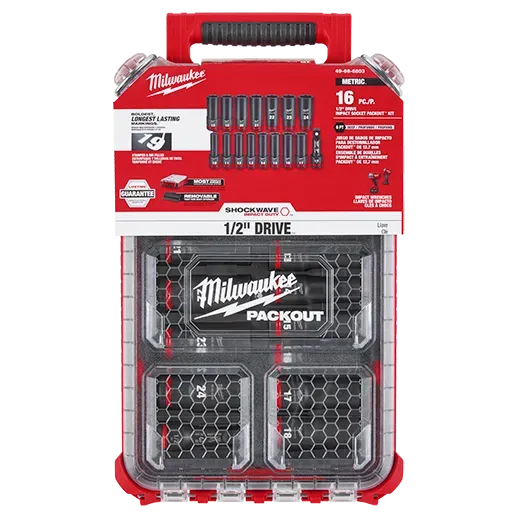 Milwaukee 48-66-6803 Shockwave Impact Duty™ Socket 1/2” Dr 16PC MM Packout Set