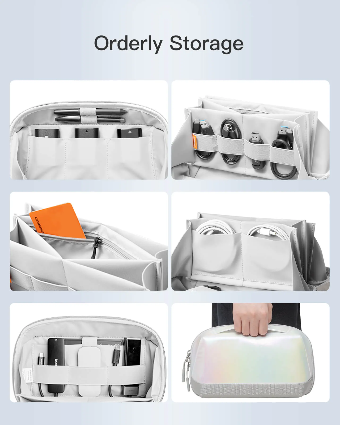 Multipurpose Electronics Organizer with 180° Open, AB03007