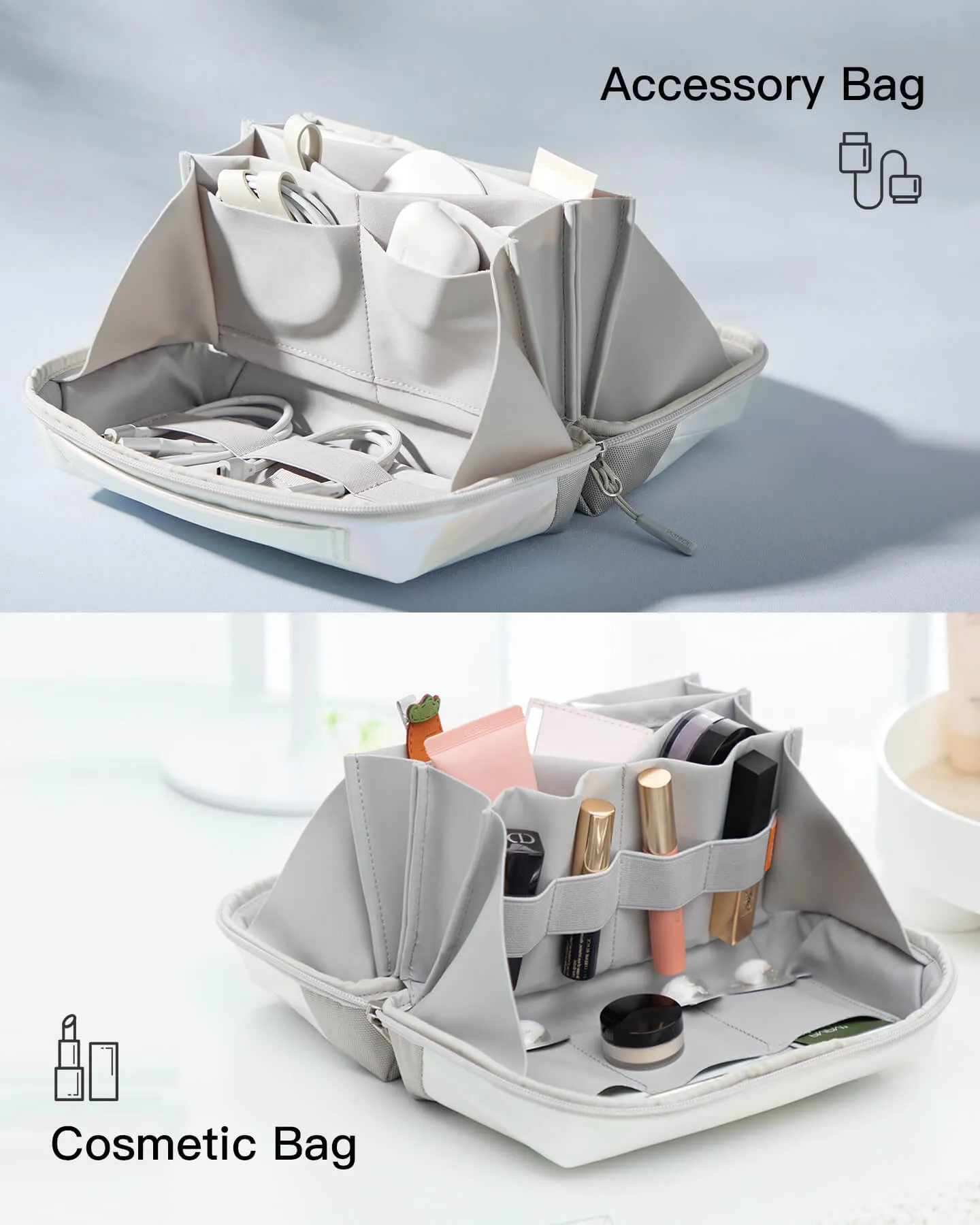 Multipurpose Electronics Organizer with 180° Open, AB03007