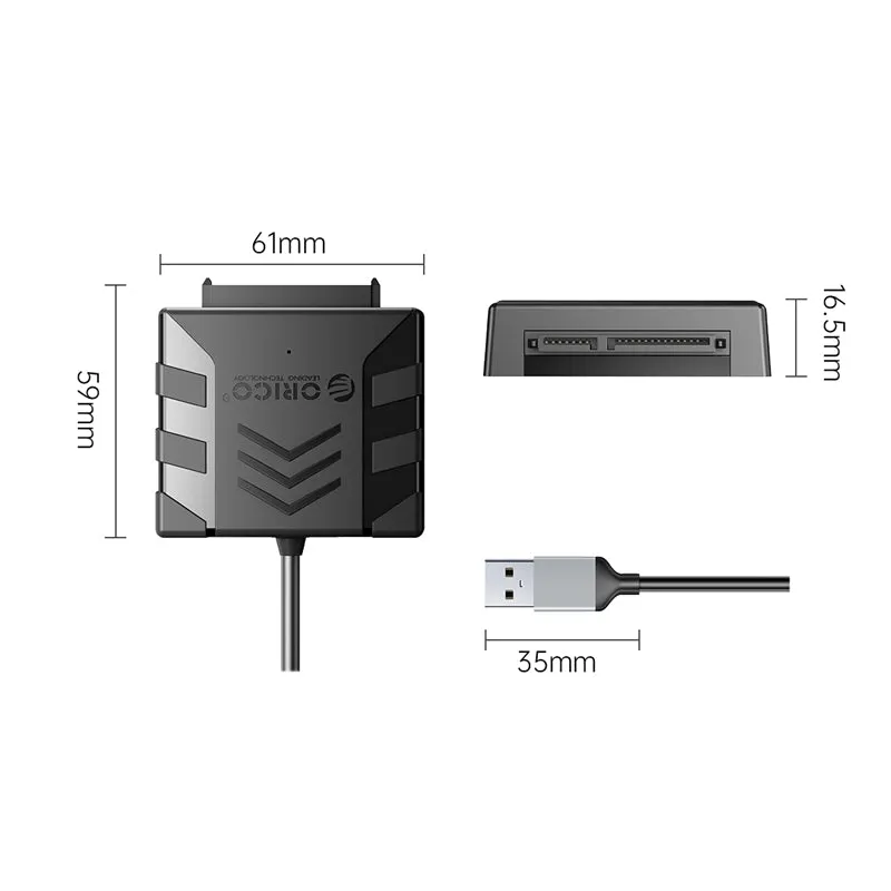 Orico Usb To Sata Adapter | Usb 3.0 Type-A To Sata |50Cm | Compatible With 2.5/3.5 Inch Sata Hdd, Ssd (3.5Inch Hard Disks Need To Be Connected To A Power Adapter)