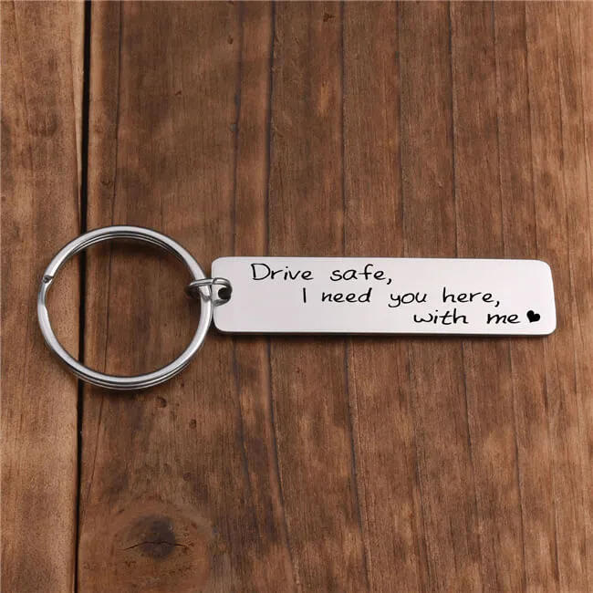 Personalized Drive Safe Message Tag Keychain | Jovivi