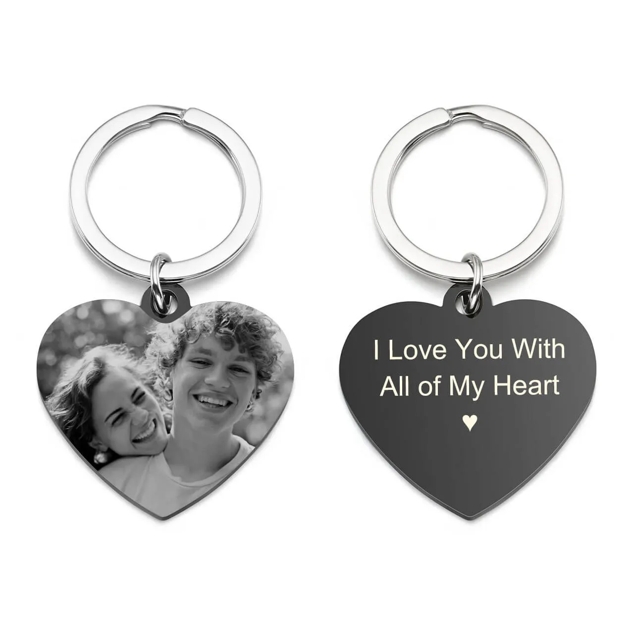 Personalized Heart Photo Calendar Message Keychain | Jovivi