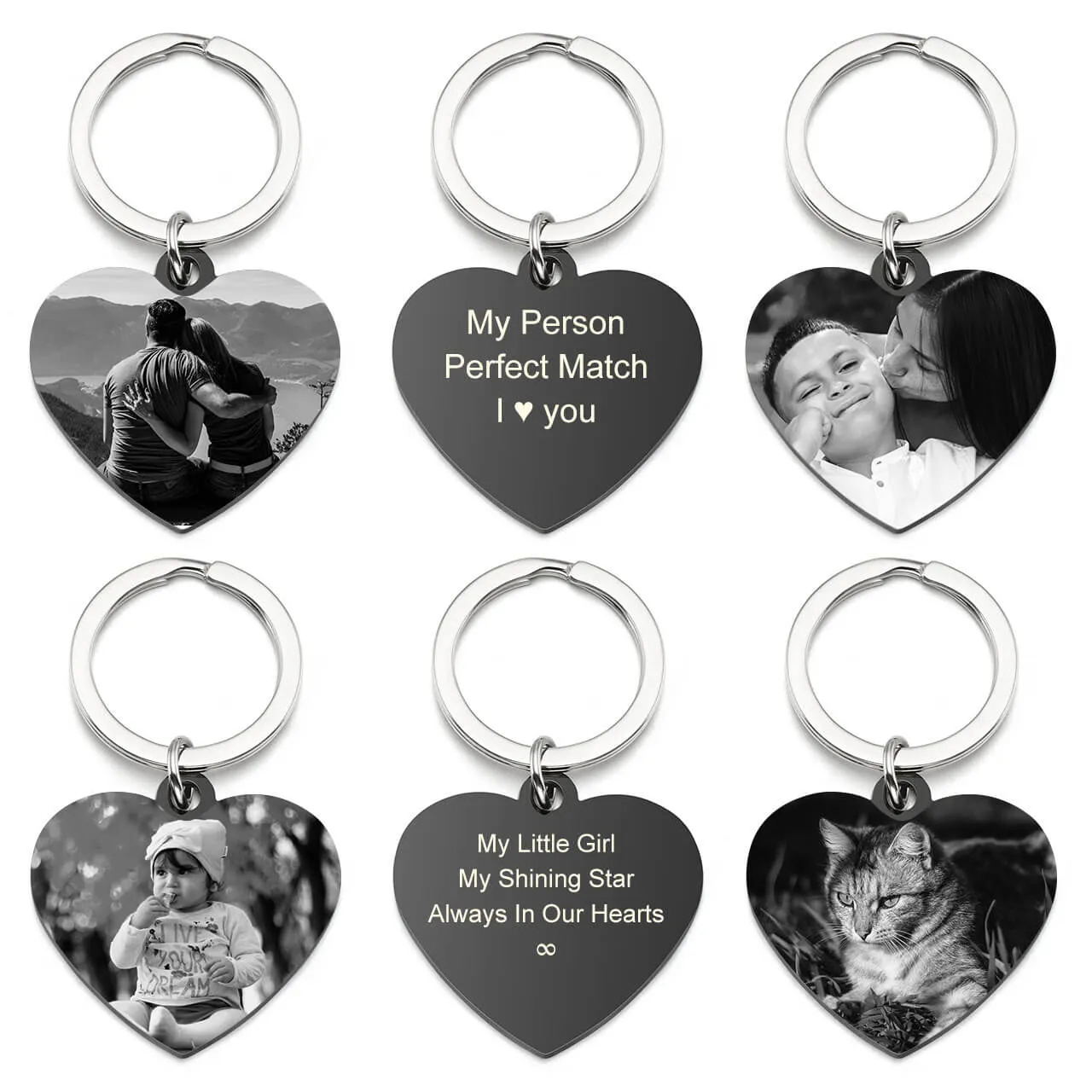 Personalized Heart Photo Calendar Message Keychain | Jovivi