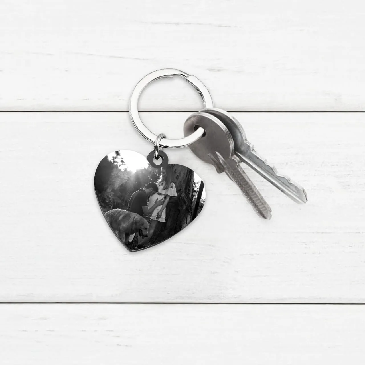 Personalized Heart Photo Calendar Message Keychain | Jovivi