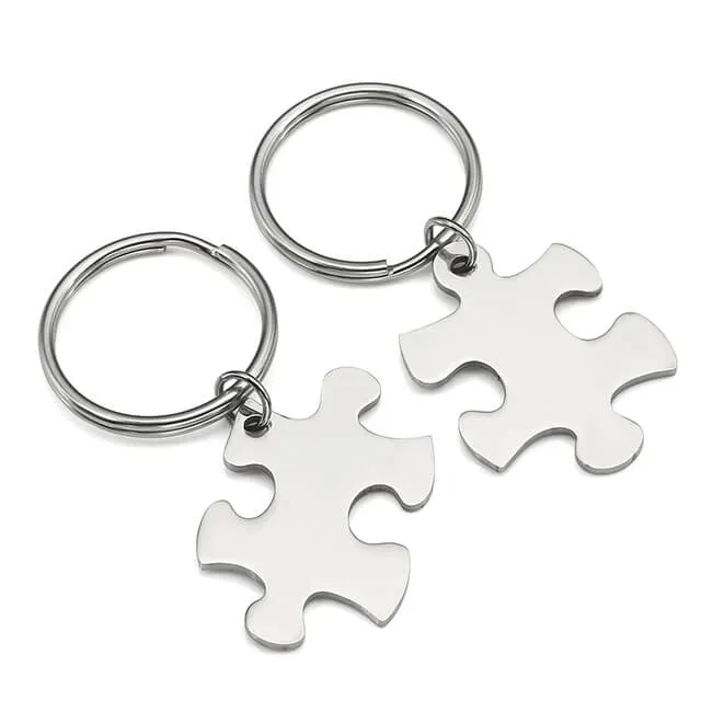 Personalized Puzzle Matching Message Keychain 2PCS | Jovivi