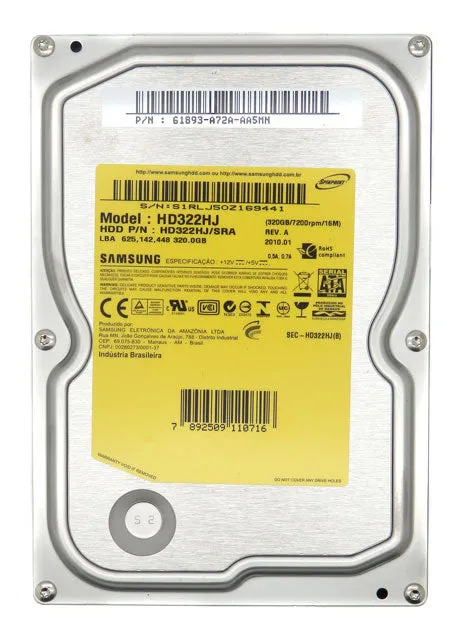 Samsung Spinpoint F1 320GB 7200RPM 16MB SATA 3.0GB/s Hard Drive HD322HJ/SRA