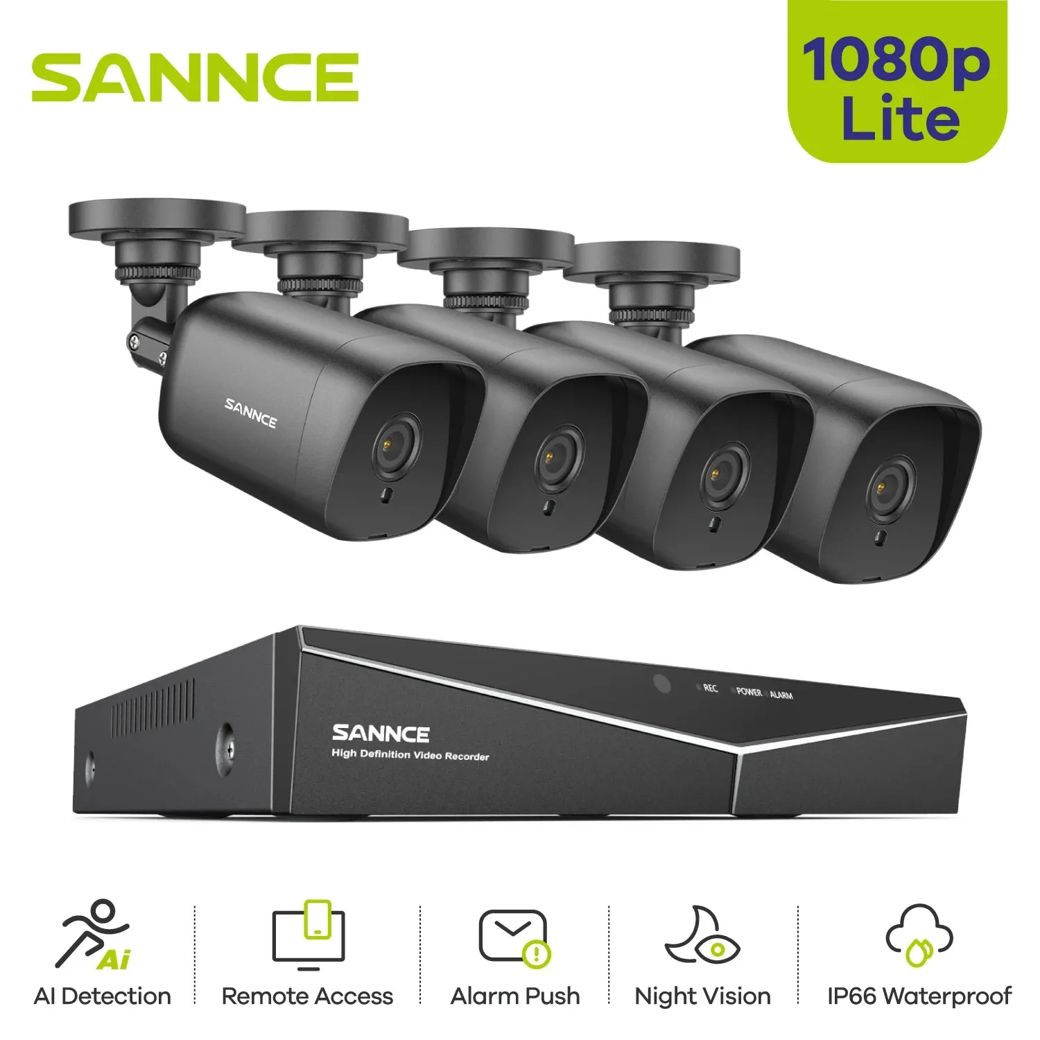 SANNCE 8CH DVR 1080N CCTV System Video Recorder 2/4/8 PCS 2MP Home Security Waterproof Night Vision Camera Surveillance Kits