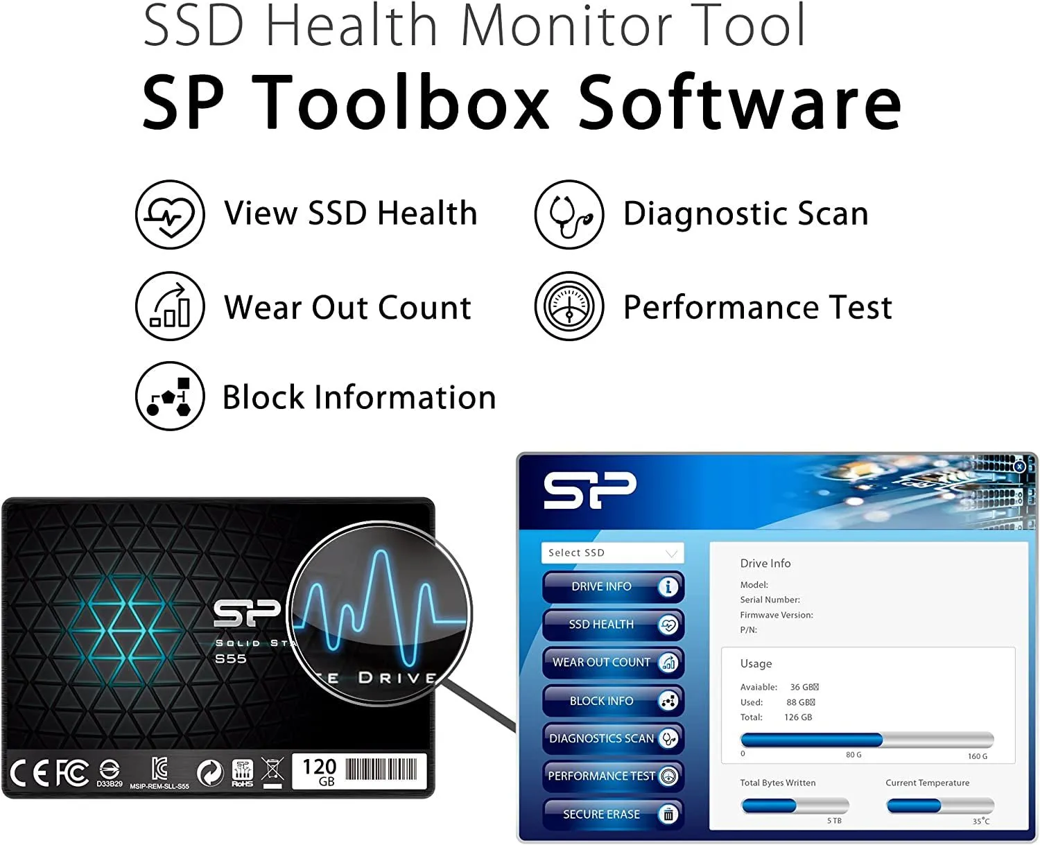 Silicon Power S55 120GB 2.5" 7Mm SATA III Internal Solid State Drive SP120GBSS3S55S25