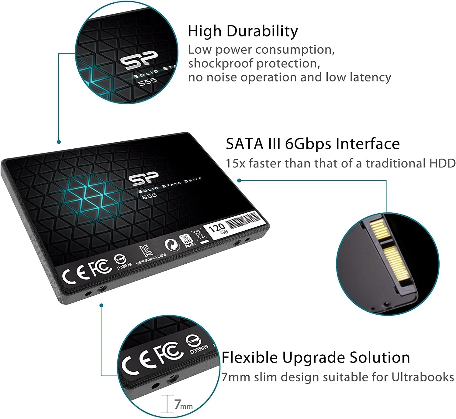 Silicon Power S55 120GB 2.5" 7Mm SATA III Internal Solid State Drive SP120GBSS3S55S25