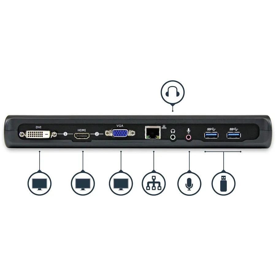 StarTech USB3SDOCKHDV Dual-Monitor USB 3.0 Docking Station with HDMI & DVI/VGA