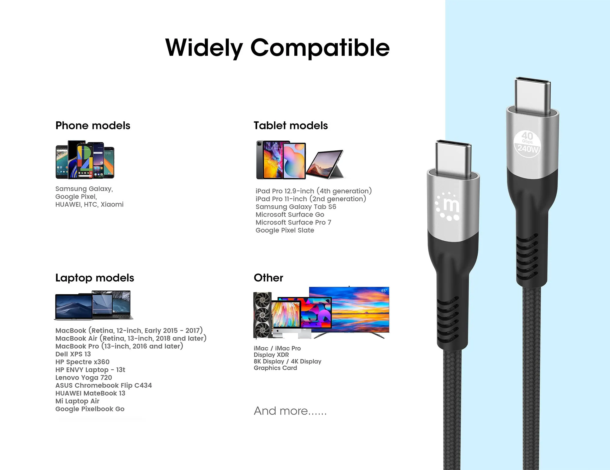 USB4 Type-C 40 Gbps 8K Video and 240 W EPR Charging Cable / PD 3.1